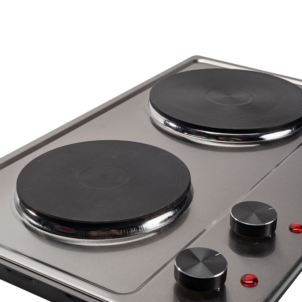 

Electric Double Burners Hot Plate Countertop Buffet Cooker Stainless Steel Electric 2 Burner Stove Hot Plate