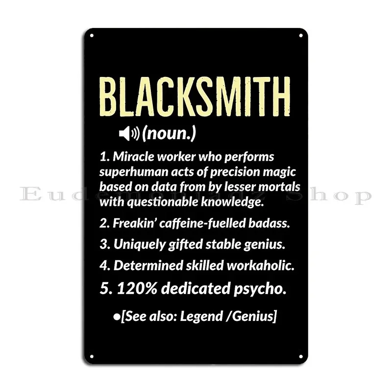 Blacksmith Definition Gift Metal Sign Printing Cinema Painting Designing Wall Mural Tin Sign Poster
