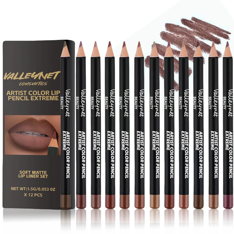 Ensemble de crayons à lèvres mats, teinte imperméable longue durée, lisse, hautement pigmentée, anti-taches, tasse antiadhésive, 6 pièces