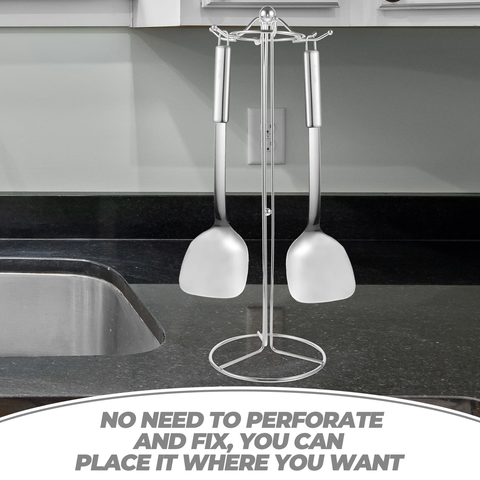 

1pc Kitchen Storage Rack Multifunctional Cookware Hanger For Pot Lid Spatula Soup Spoon Organizer Eco-Friendly Hanging