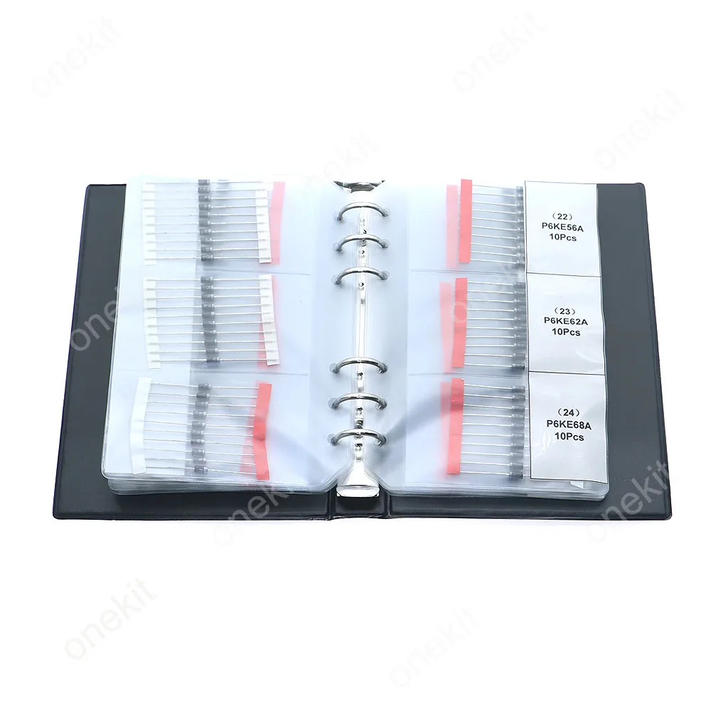 350Pcs 35Value P6KE6.8A-P6KE220A P6KE6.8CA-P6KE220CA One/Two Way TVS Diode Sample Book Assorted Kit Set