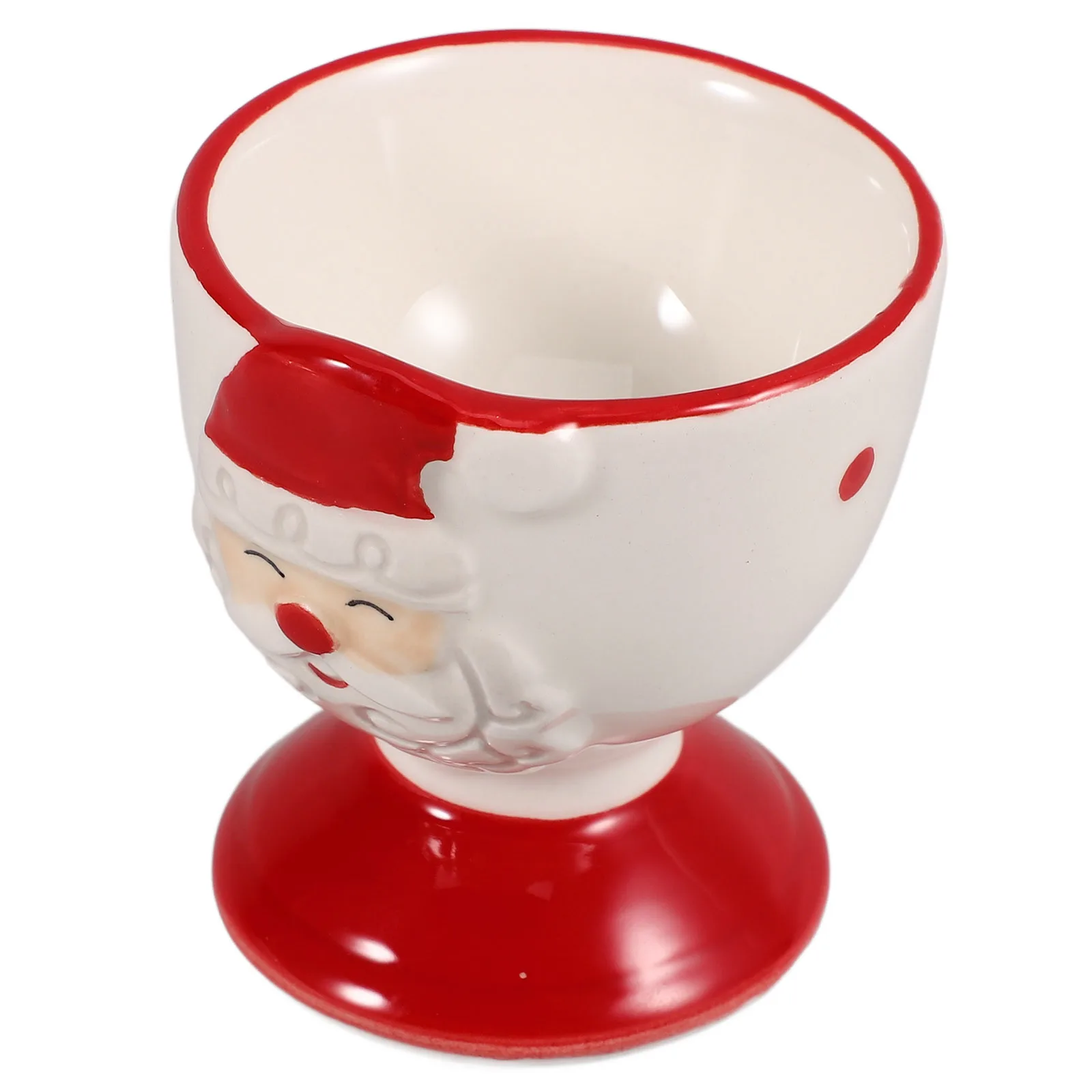 

Lovely Santa Ceramic Egg Container Smooth Finish Easy Clean Kitchenware for Egg Serving and Desktop Decoration Use