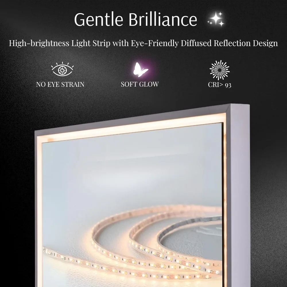 LED-beleuchteter Ganzkörperspiegel, an der Tür hängender, an der Wand montierter Leuchtspiegel für den ganzen Körper, ideal für Zuhause und Ankleidezimmer