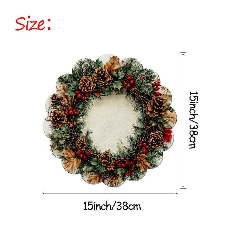 VIKAMA クリスマス松ぼっくりリースプレースマット4枚セット 松の枝 家族の集まり クリスマスのテーブルデコレーションとアクセサリー