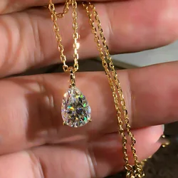 14K Gold Water Drop Lab Diamond Chocker Necklace Wedding Pendants Necklace For Women Bridal Promise Party Jewelry Gift