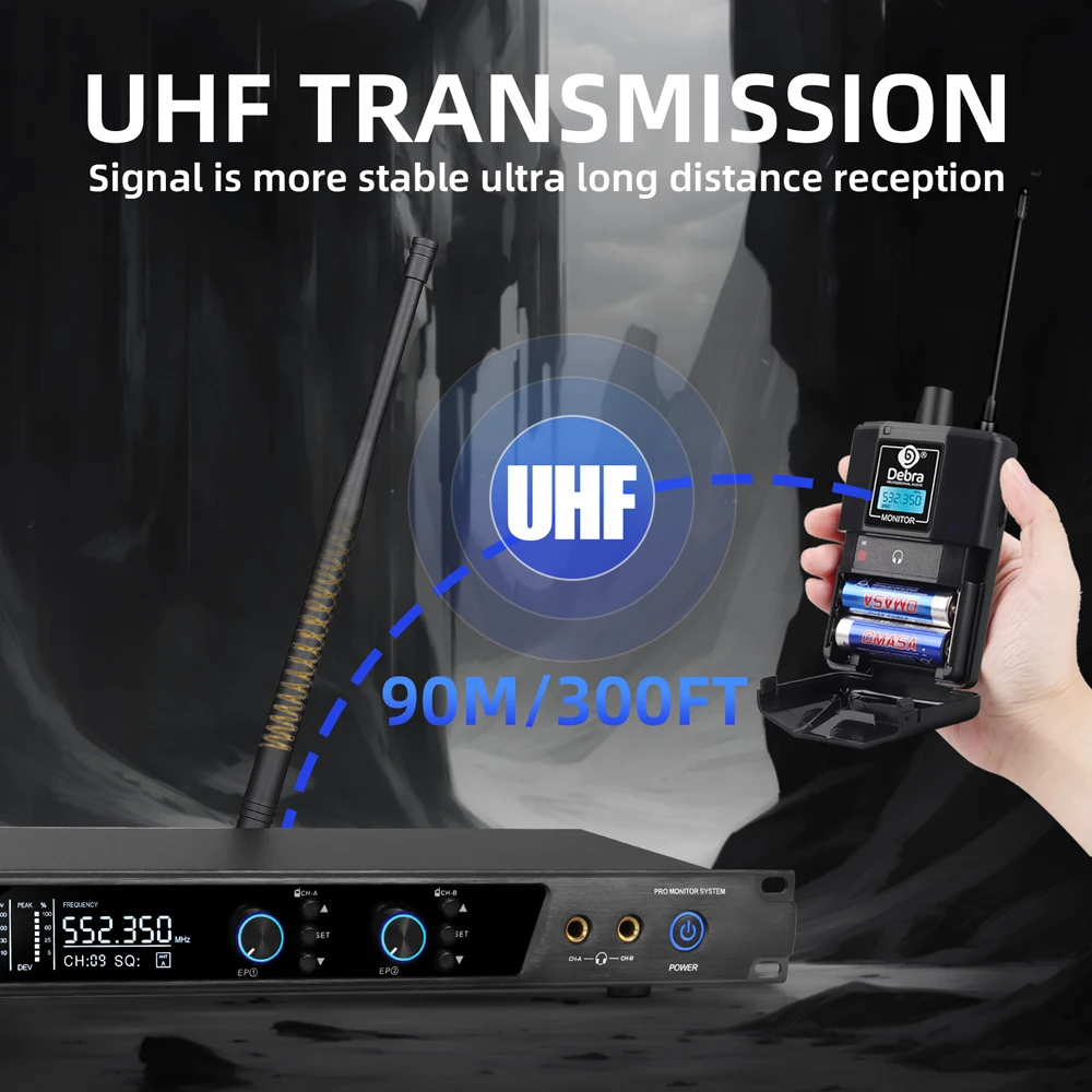 FROKET UHF Wireless In-Ear Monitor System Professional ER-202 Bluetooth for Stage Recording Studio Drummer Instrument