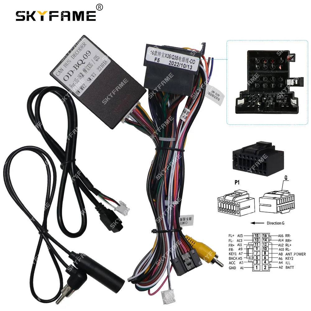 SKYFAME 16Pin سيارة الأسلاك تسخير محول Canbus صندوق فك أندرويد راديو كابل الطاقة ل Beiqi Baic Senova X35 OD-BQ-09