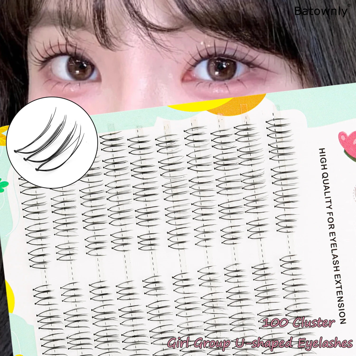ラッシュクラスター 100 個ハンドレザー U 字型女性グループつけまつげ 6-11 ミリメートルソフトで快適な漫画の目妖精つけまつげ