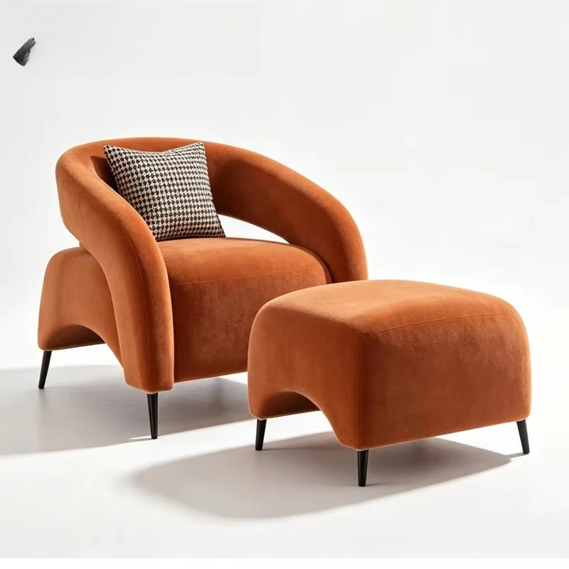 French cream single sofa chair modern environmentally friendly solid wood leg small apartment living room leisure home furniture