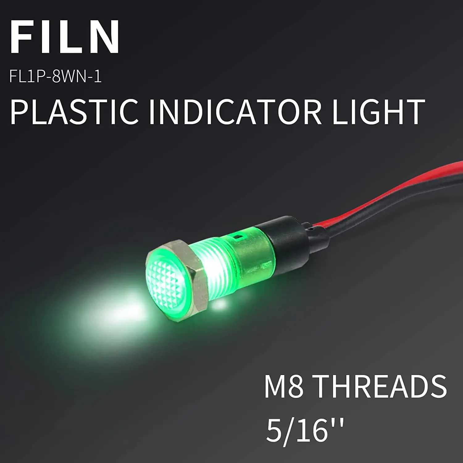 FILN 8 mm 12V 24V  Indicator Light Power LED Indicator Panel Light Pilot 110V 220V Red Pilot Light with Signal Light