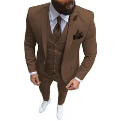 Traje informal de 3 piezas para hombre, traje de negocios ajustado con solapa de pico, esmoquin para novio de boda, chaqueta, pantalones, chaleco, 2022