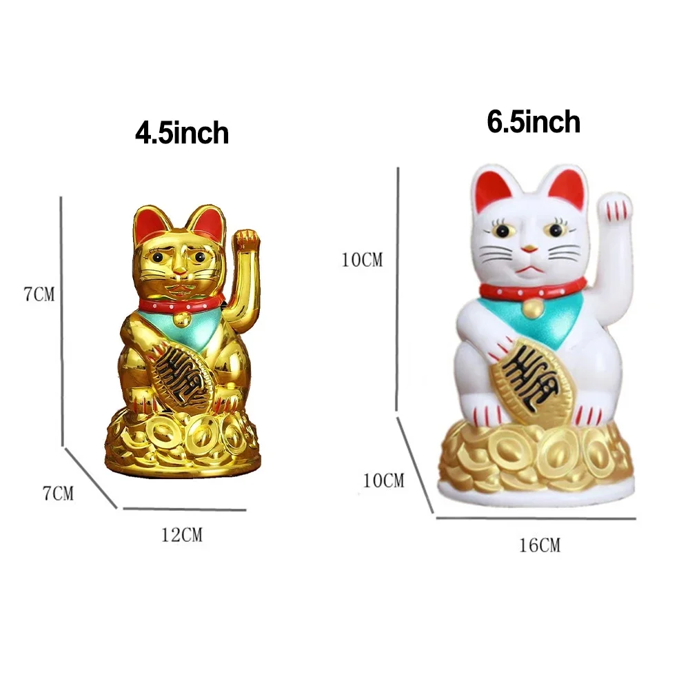 4.5/6.5Inch Chinese Lucky Waving Cat Beckoning Maneki Neko Gold Fortune Office Home Decoration Art DIY