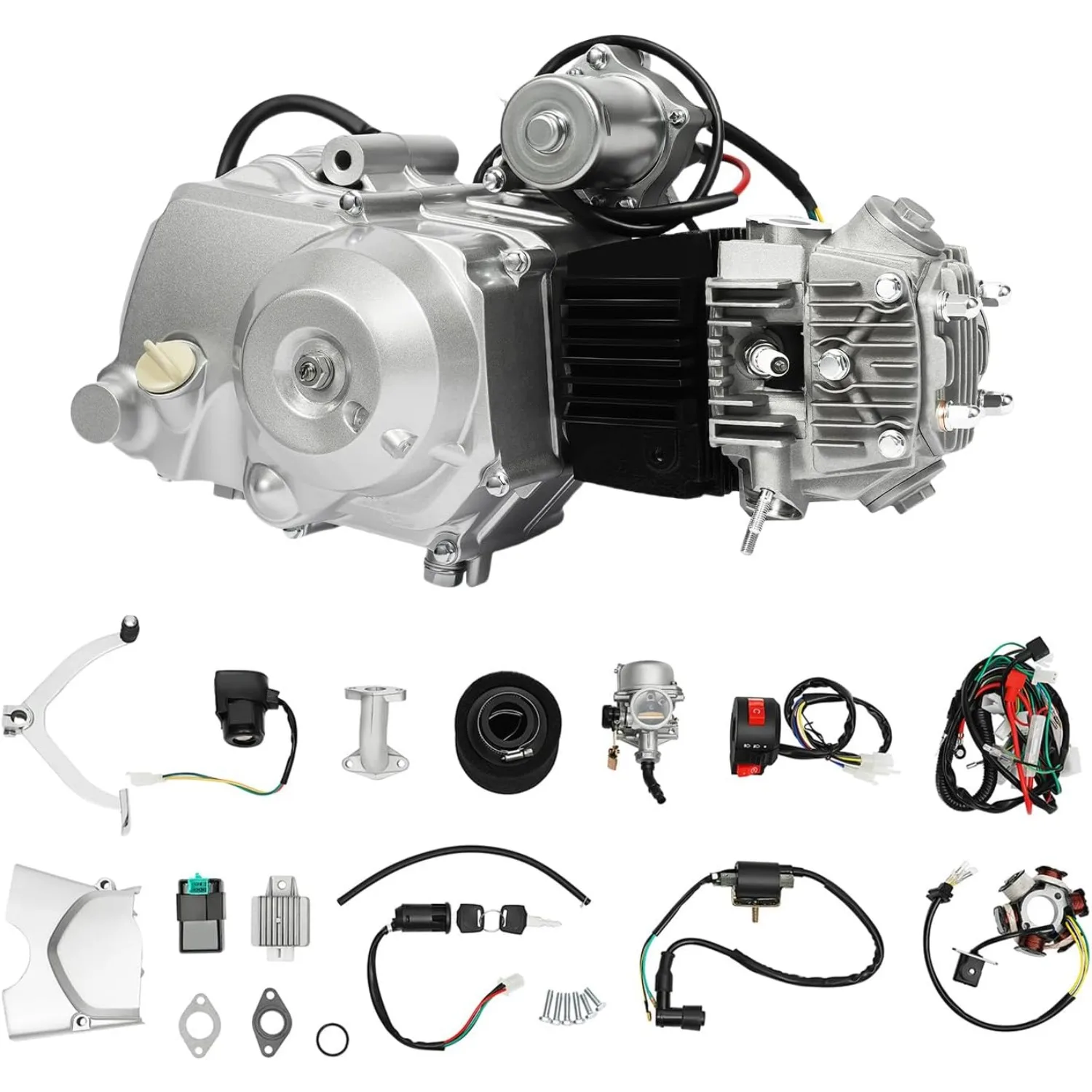 

125cc Go Kart Engine Motor 3 Speed Electric Start Semi-Auto Motor Engine w/Reverse for ATV Go Kart Quad Dirt Bike