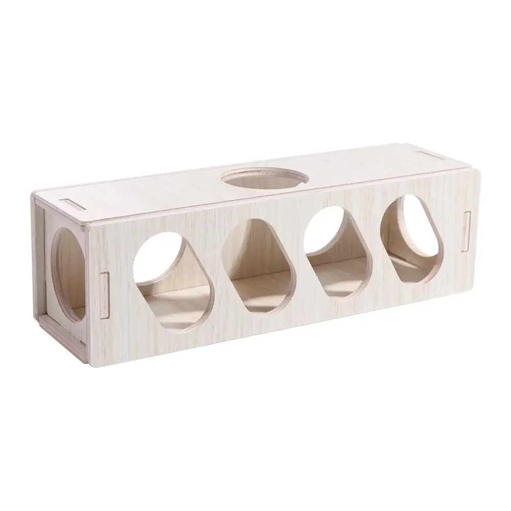 Small Animals Toy Natural Hamster Wooden Tunnel Funny Gym Exercise Secret Peep Shed Climbing Exploring Hideout Chinchilla