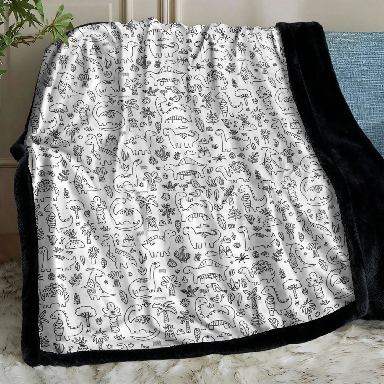 Handmade Multi-functional Coloring Blanket Printing, Dinosaur, Space Skin-friendly, Handmade Color Brush Coloring Blanket