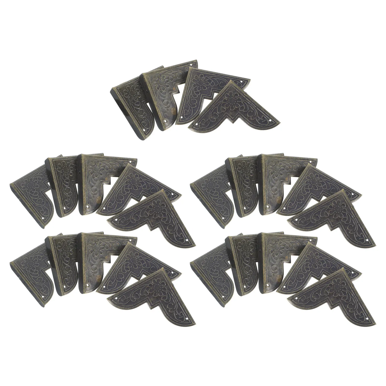 

24Pcs Bronze L-Shaped Jewelry Box Corner Protectors 2.76x1.97in Vintage Metal Corner Guards for Wooden Boxes Book Edges