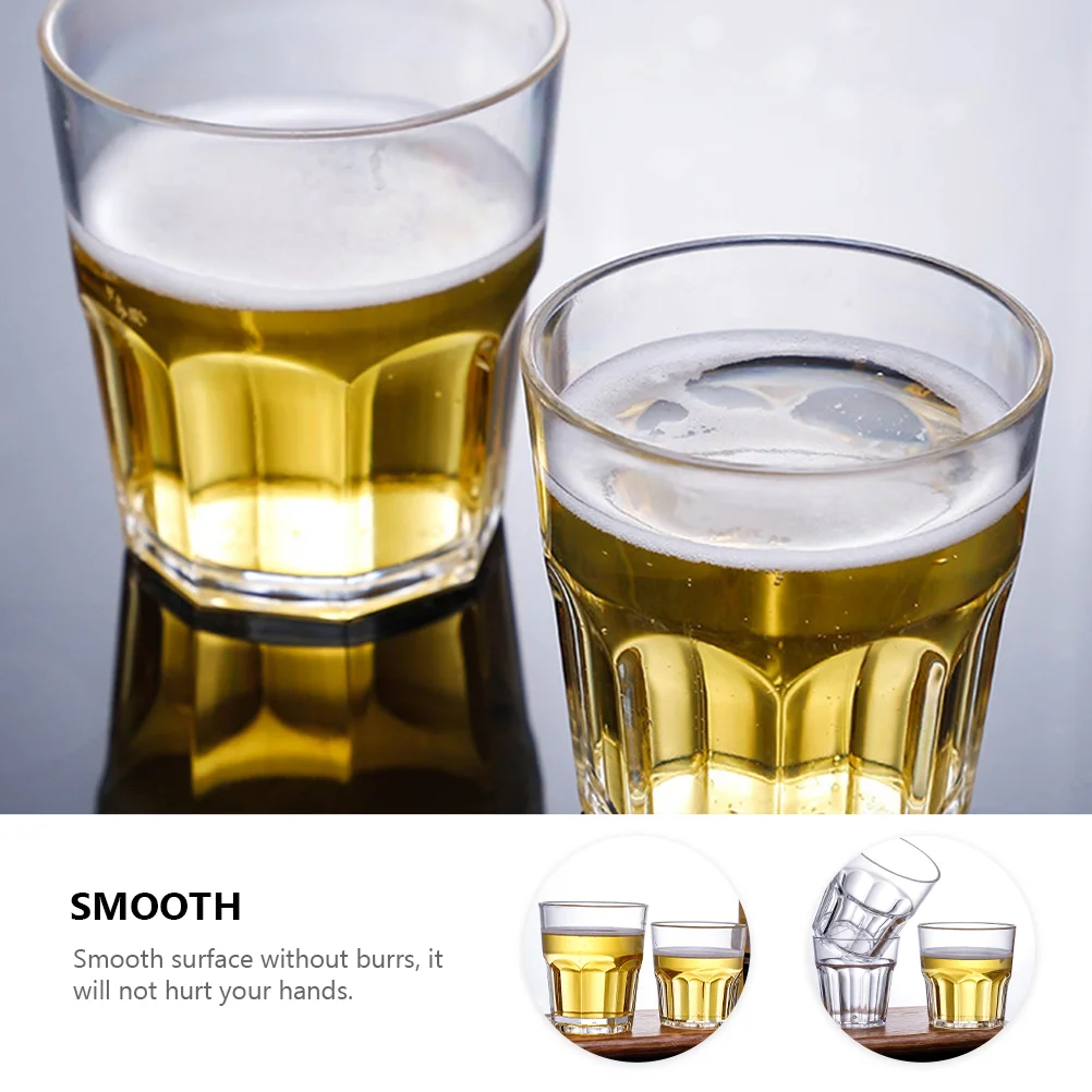 6 Pcs Glass Unbreakable Spirits Cups Beer Drinking Mugs Water Soda Acrylic Tumblers Kitchen Gadget