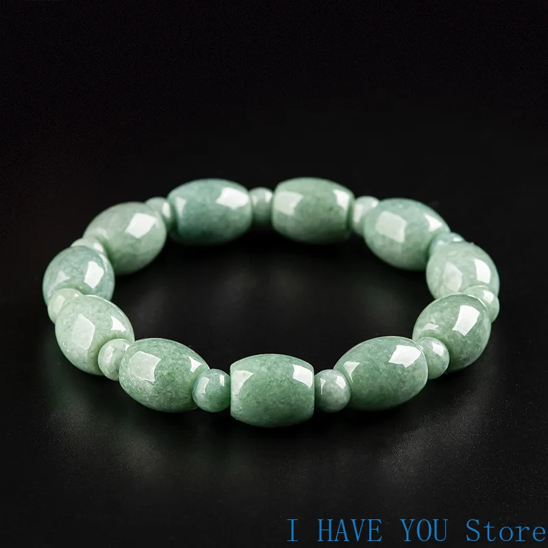 Burmese Jade Bead Bracelets Jewelry Natural Gift Bangle Real Carved Women Vintage Charm Green Talismans Emerald Amulet Jadeite