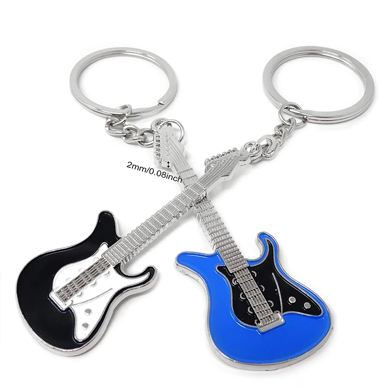 6Pcs Guitar Keychain for Men Mini Cute Bass Key Chain Ring for Kids High-end Car Keyring Electric Guitar Key Holder