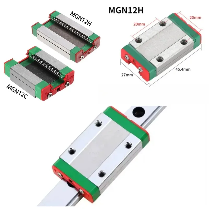 12mm MGN12 Linear Guide Bearing 3D Printer CNC 50 80 100 150 200 250 300 350 400 450 500 550 mm+MGN12H or MGN12C Block