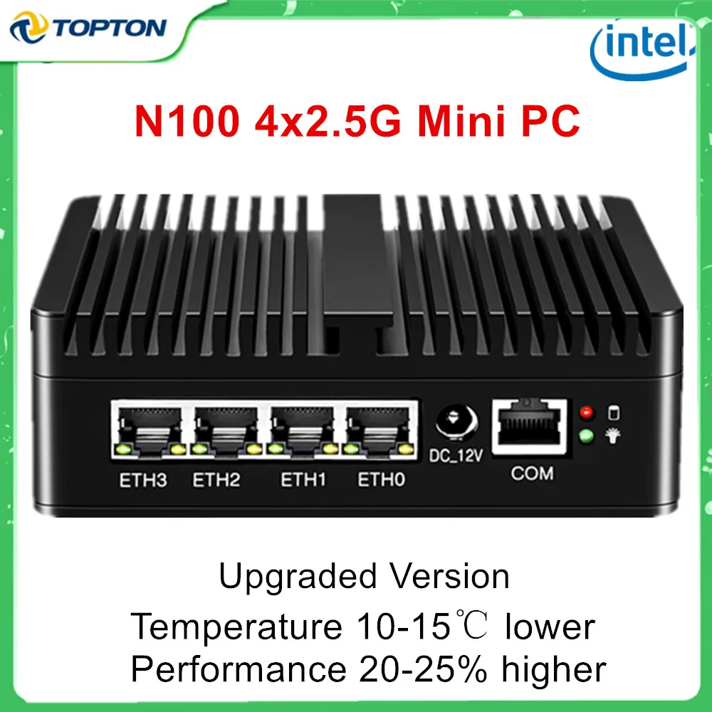 

Topton 12th Gen Alder Lake N100 Fanless Mini PC NVMe SSD 4*2.5G LAN i226 Soft Router pfSense Firewall Appliance ESXI AES-NI