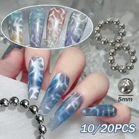 10/20PCS Water Ripple Cat Eyes Magnet Beads Ocean Style Magnetic Round Ball Nail Gel Polish 3D Strip Effect Manicure Art Tools