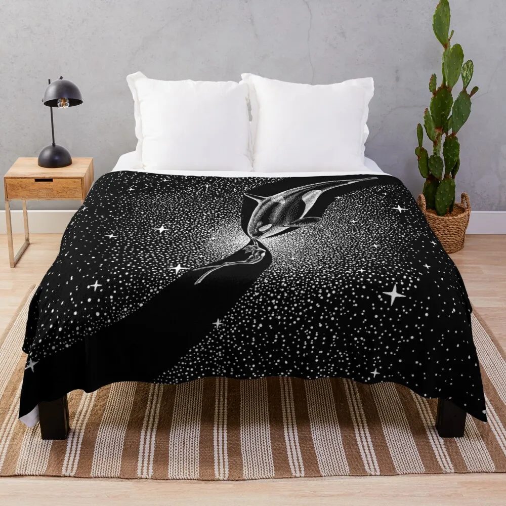 Starry Orca and diver Throw Blanket Blankets For Sofas Flannel Weighted Blankets