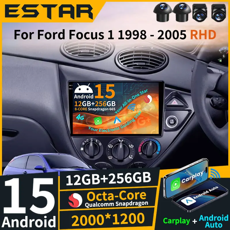 

Wireless Carplay Auto Android 15 Car Radio For Ford Fiesta 1995-2001 Focus MK1 1998-2004 Right-hand Drive Video Player Head Unit