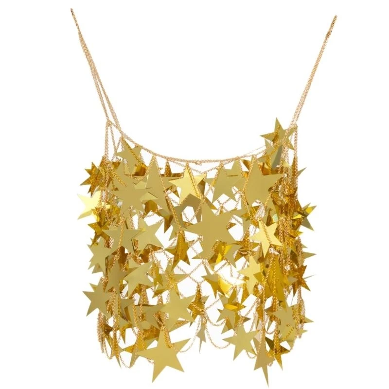 

Q22D женское ажурное платье с цепочкой для тела, модная юбка с кисточками и большими звездами и блестками, бикини-цепочка, для