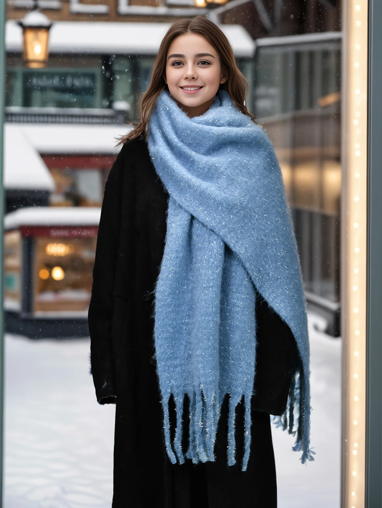 

Luxury Cashmere Bright Solid Colors Women Scarf Winter Shawl and Wrap Bandana Pashmina Tassel Female Foulard Thick Blanket