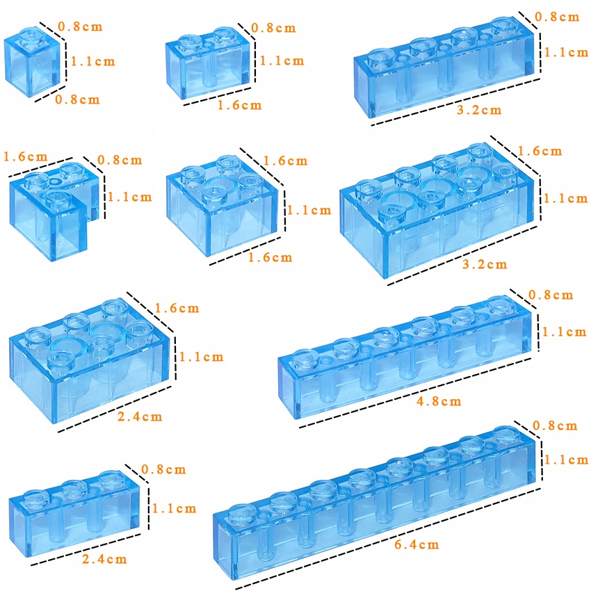 Thick Transparent Figures Bulk Bricks DIY Building Blocks Educational Creative Toys for Children Size Compatible With All Brand