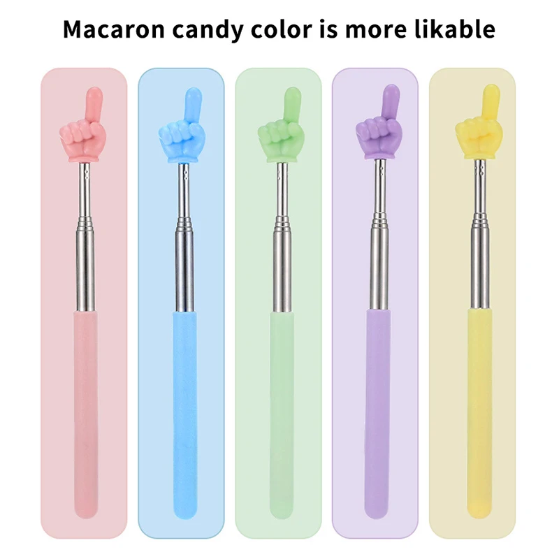 Steel Teaching Pointer Telescopic Rod Finger Design Teaching Stick Finger Reading Sticks Tools School Office Supplies
