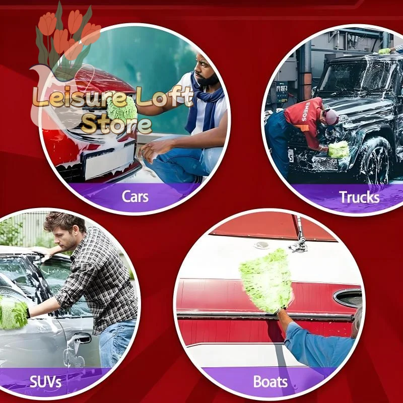 Car Wash Cleaning Chenille Gloves Scratch Resistant Lint Free Soft Microfiber Mitts for Car Truck Boat Daily Auto Care