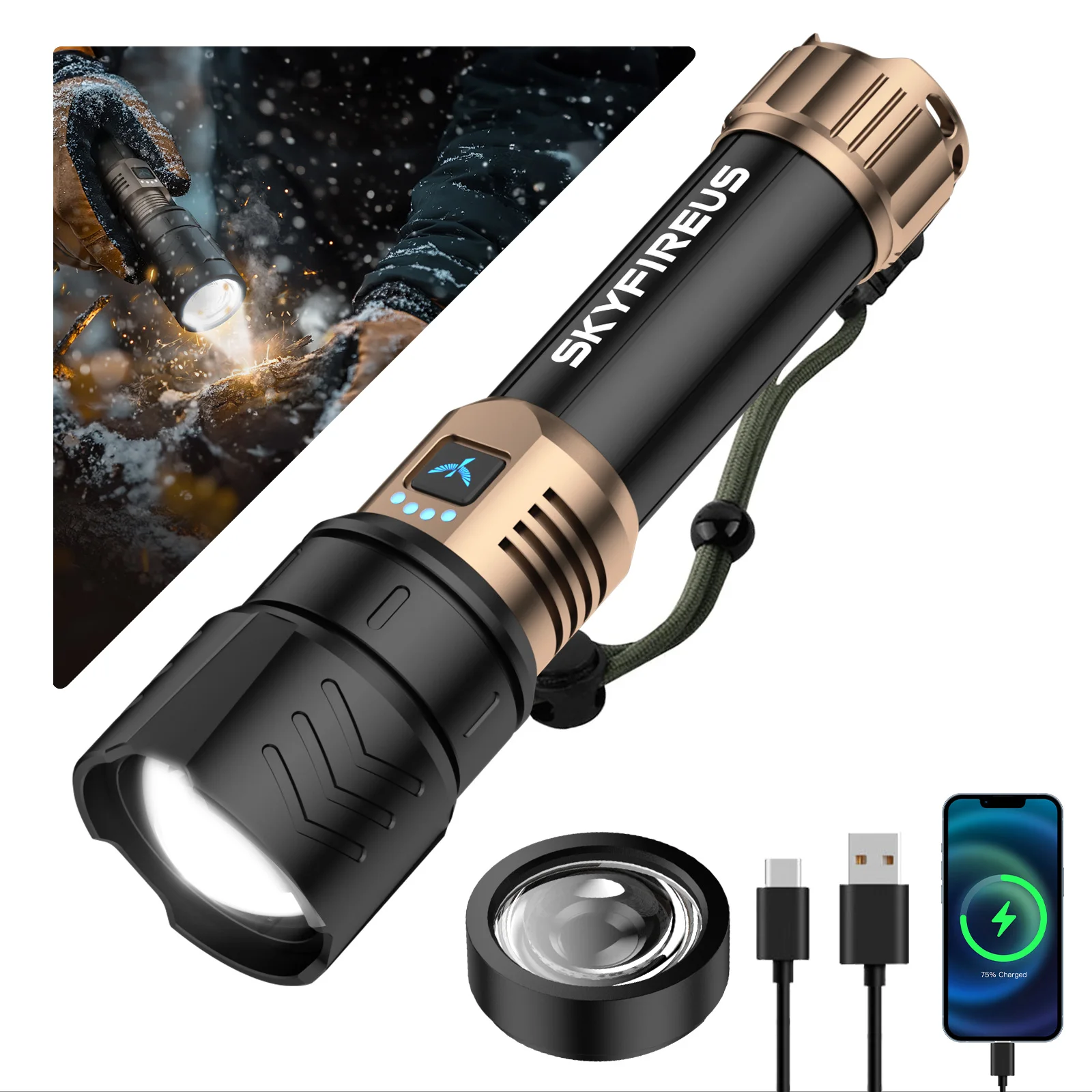Rechargeable Zoomable LED Flashlight 1