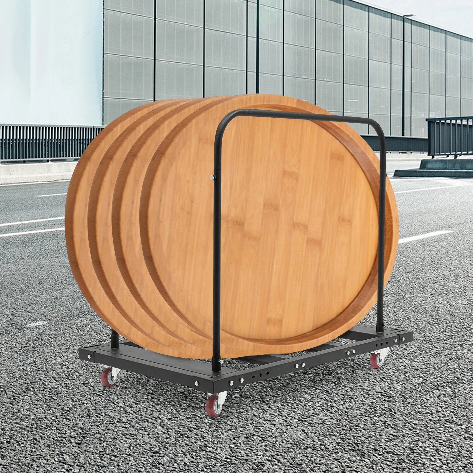 Black Folding Table Cart(Q235 Steel) - Spray Coating Process&Waterproof/Rust/Wear-Resistant, 264.55Lbs Load Capacity&Safe Use