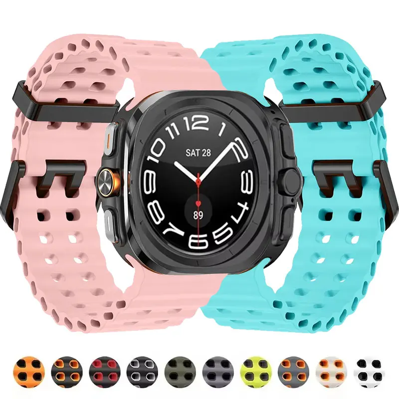 Marine Silikonarmband für Samsung Watch 8 Ultra 47 mm Armband ohne Lücken Sport Correa Ocean Band für Galaxy 7 Ultra Armband