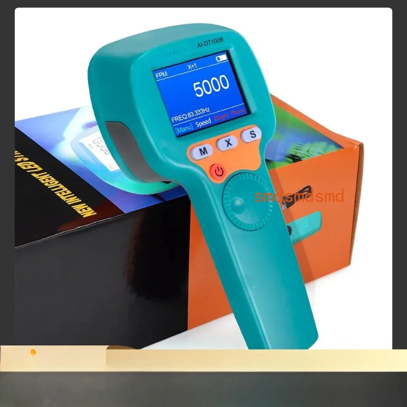 Digital Handheld Stroboscope 60-99999 FPM, LED Stroboscope HP-DT100B, 1500 Lux Strobe Tachometer with Full-Color LCD Display