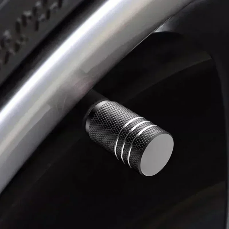 Cylindrical Aluminum Car Tire Valve Stem Caps Bike Motorcycle Alloy Valve Dust Covers Reticulated Surface Wheel Rim Plug Caps - view 5