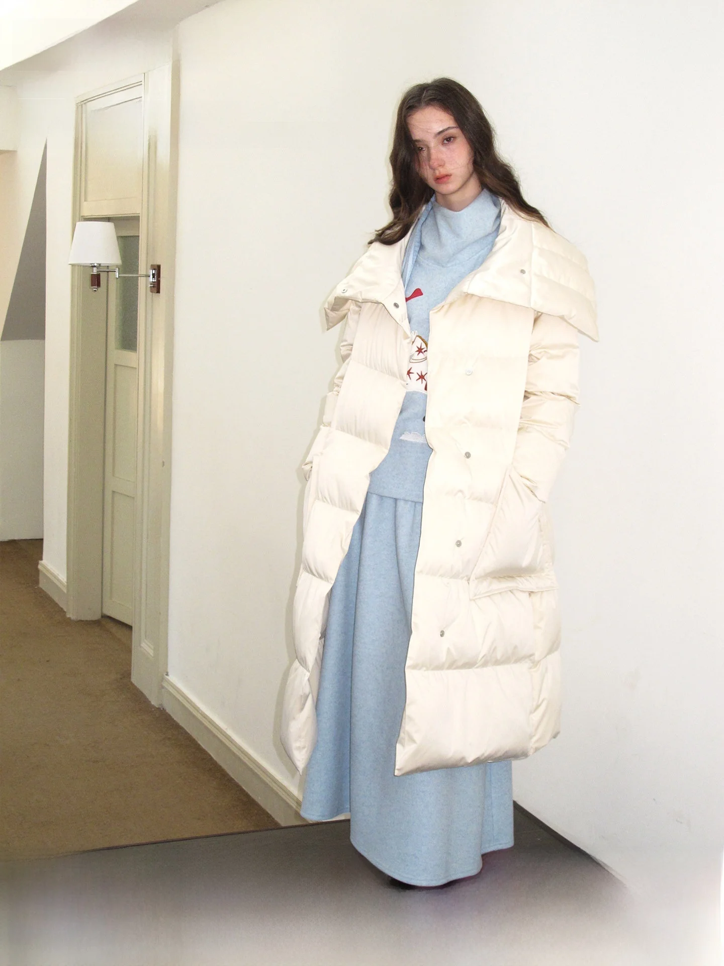 

Удлиненный пуховый жилет Jaet Pearl Luster из стеганого хлопка с очень большим воротником, зимний теплый модный женский жилет премиум-качества