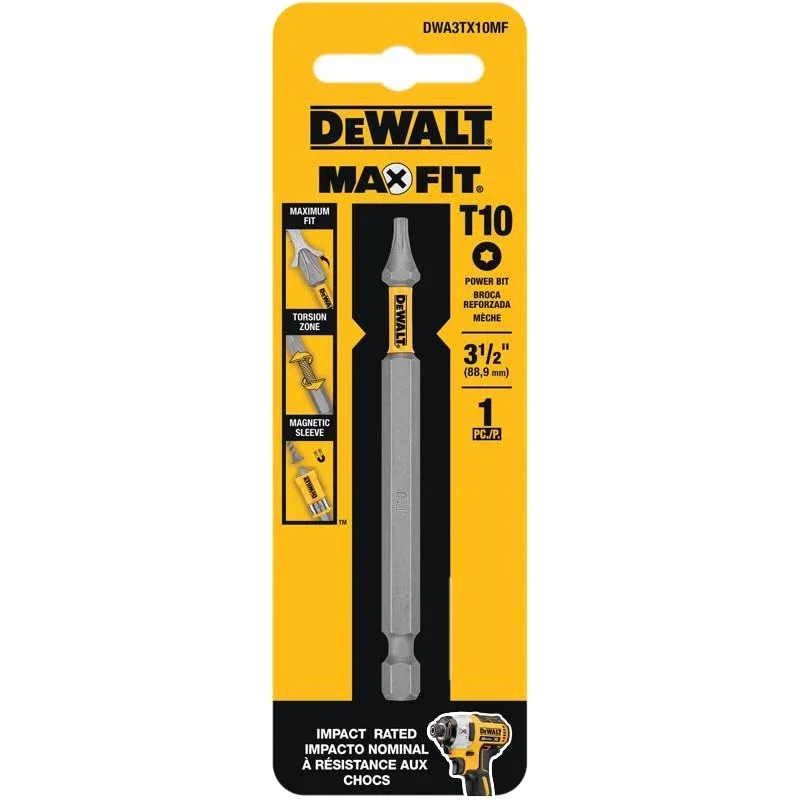 DEWALT DWA3TX10MF Max Fit Screwdriver Bit Torx T10 T15 89MM 3-1/2