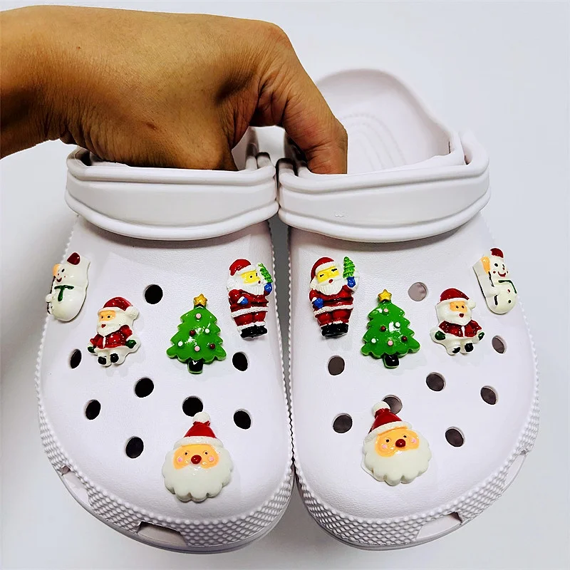 New Santa Claus Christmas Tree Snowman Shoe Charms Shoe Decoration Charms Bracelet Wristband Accessories Xmas Party Gifts