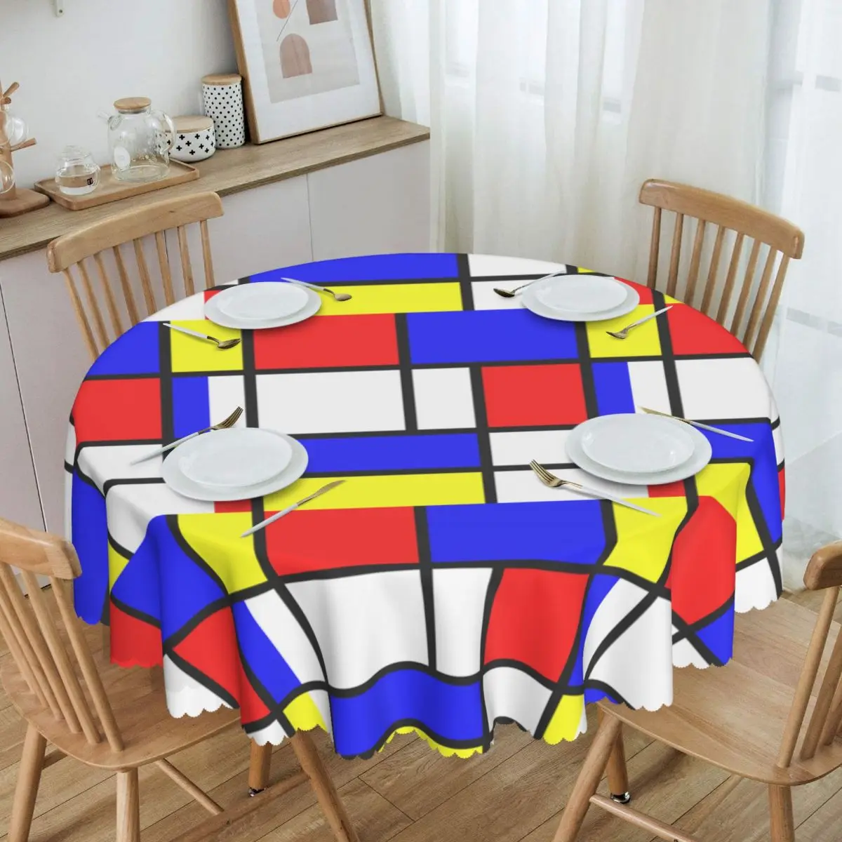 

Round Tablecloth Tablecloth 60 inch Kitchen Dinning Table Cloth Spillproof Geometric Modern Table Covers