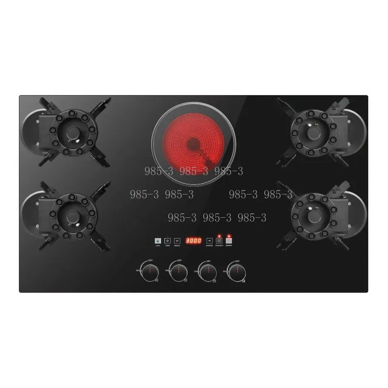 Export Gas & Electric Ceramic Cooktop 5-Burner Hybrid Stove with Flip-Up Disc