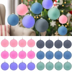 12Pcs 6cm Flocked Christmas Ball Velvet Xmas Tree Hanging Ornaments Decorative For Home Party Christmas Decoration