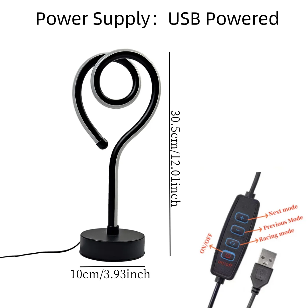 Unique Artistic - styled Heart - shaped Spiral Desk Lamp. USB - powered with Color - changing Effects. Suitable for Various Room