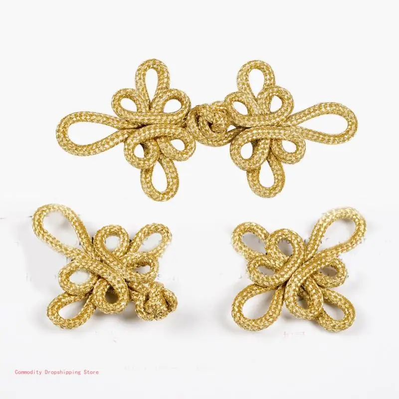 Gold Wire Chinese Cheongsam Button Knot Fastener Closures