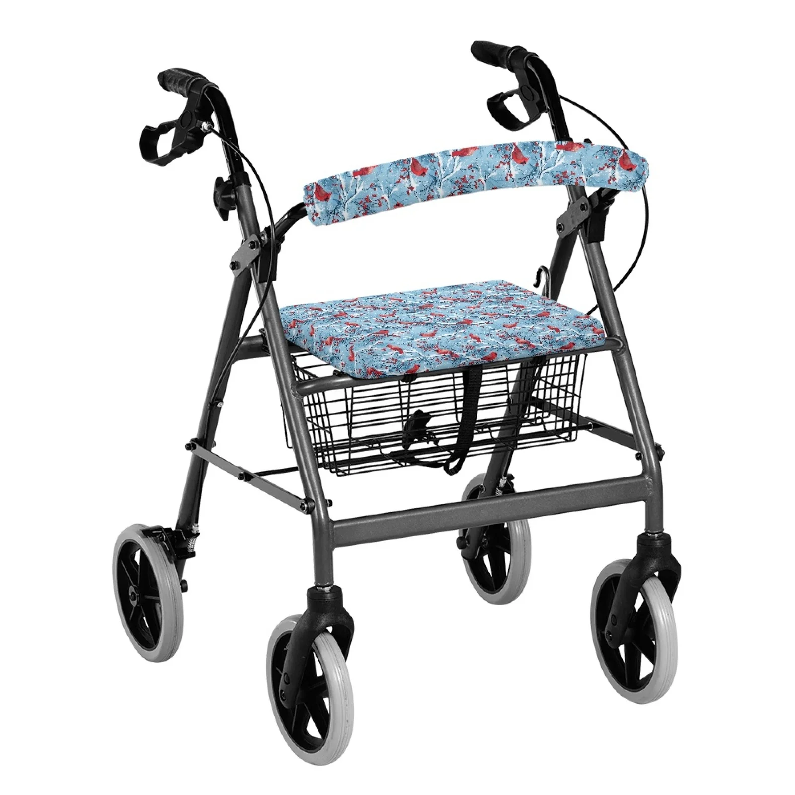 Coloranimal Winter Redpolls 2PCS Walker Seat Cushion Polyester Rollator Seat Cover for Ladies