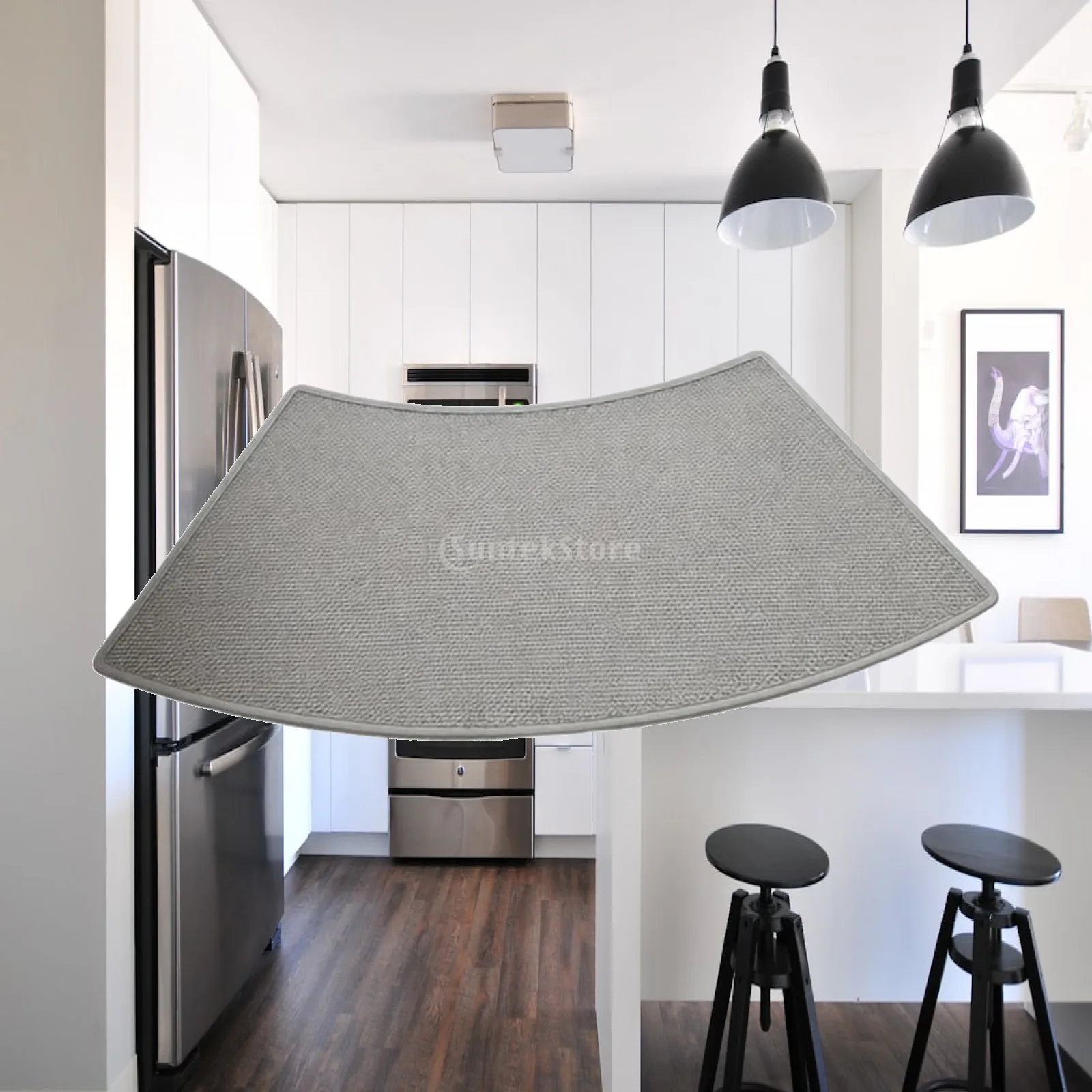 Badezimmerteppich mit Gebogenem Design Rutschfeste Matte Waschbarer Komfortabler Bodenteppich für Dusche oder Toilette