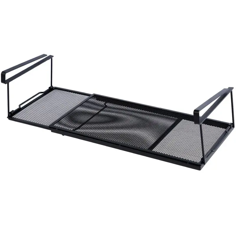 

AEE2-Extendable Steel Under Cabinet Organizer Shelf, Under Desk Storage Rack, Multipurpose Kitchen Hanging Basket
