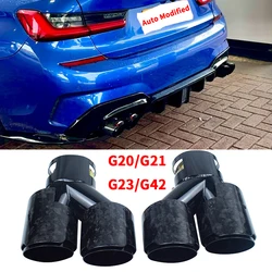 For BMW Upgrade Exhaust Tail Pipe G20 G21 M340i G42 M240i G23 M440i Four Outlet Forged carbon fiber Muffler Tip